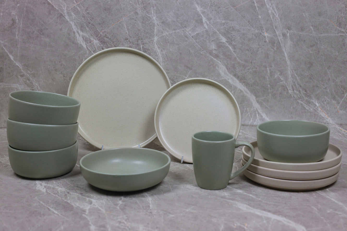 OLIVE/BEIGE GAIA dinner set 30 pcs