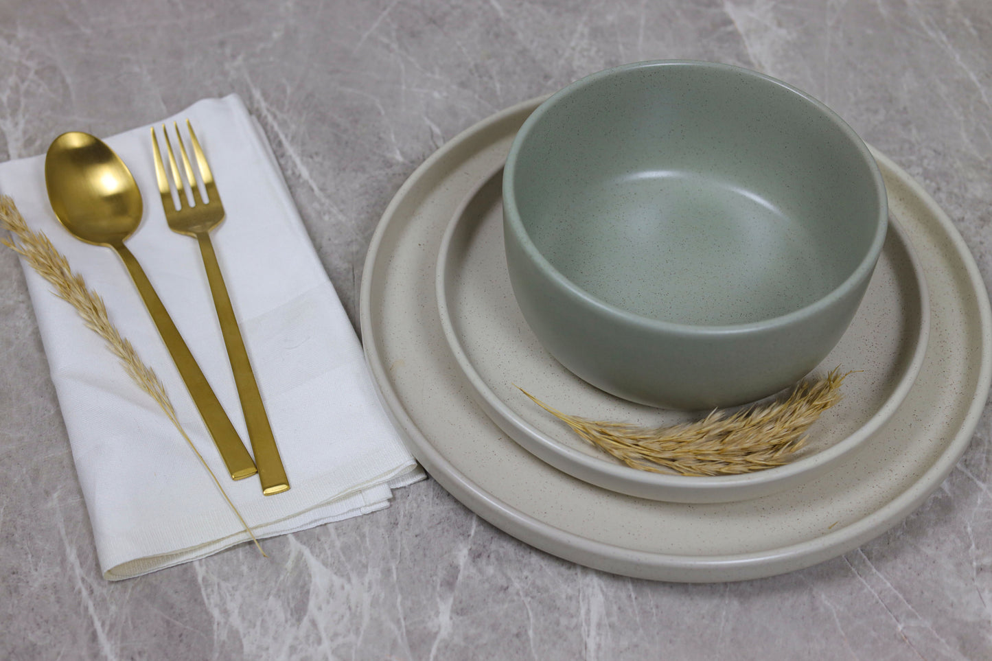 OLIVE/BEIGE GAIA dinner set 30 pcs