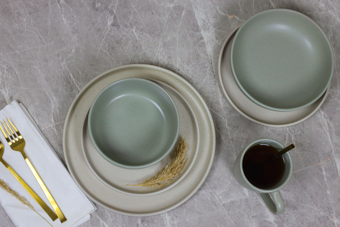 OLIVE/BEIGE GAIA dinner set 30 pcs