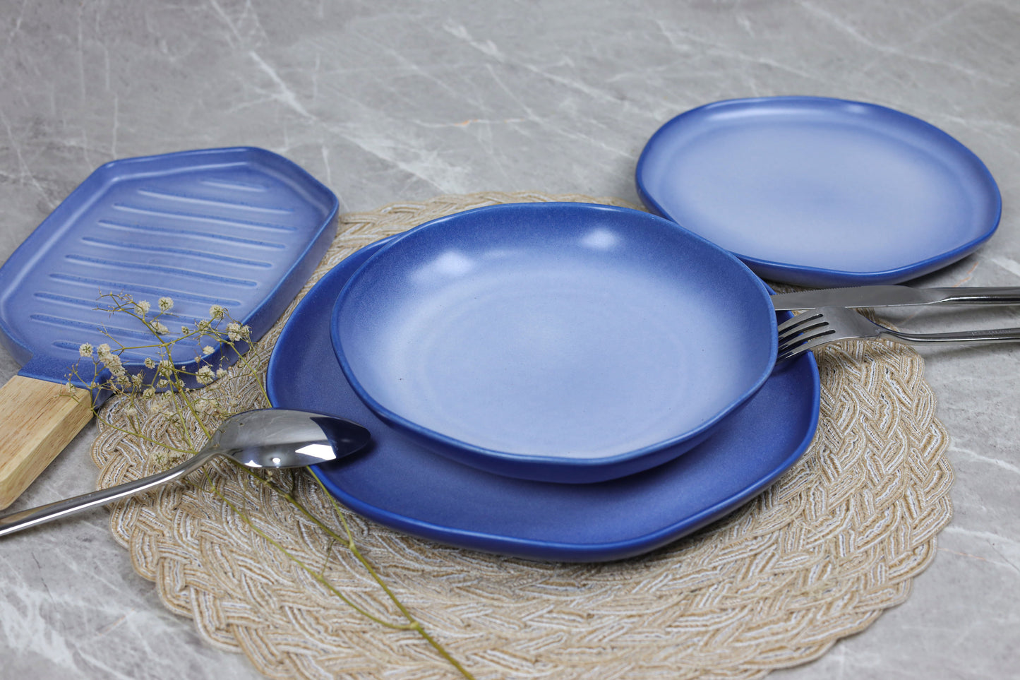 BLUE SHINY MAT dinner set 32 pcs