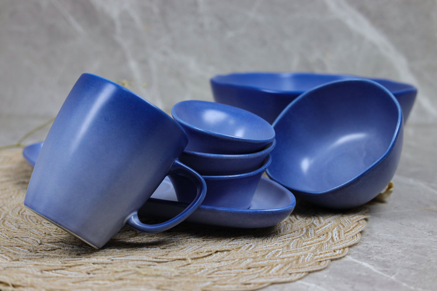 BLUE SHINY MAT dinner set 32 pcs