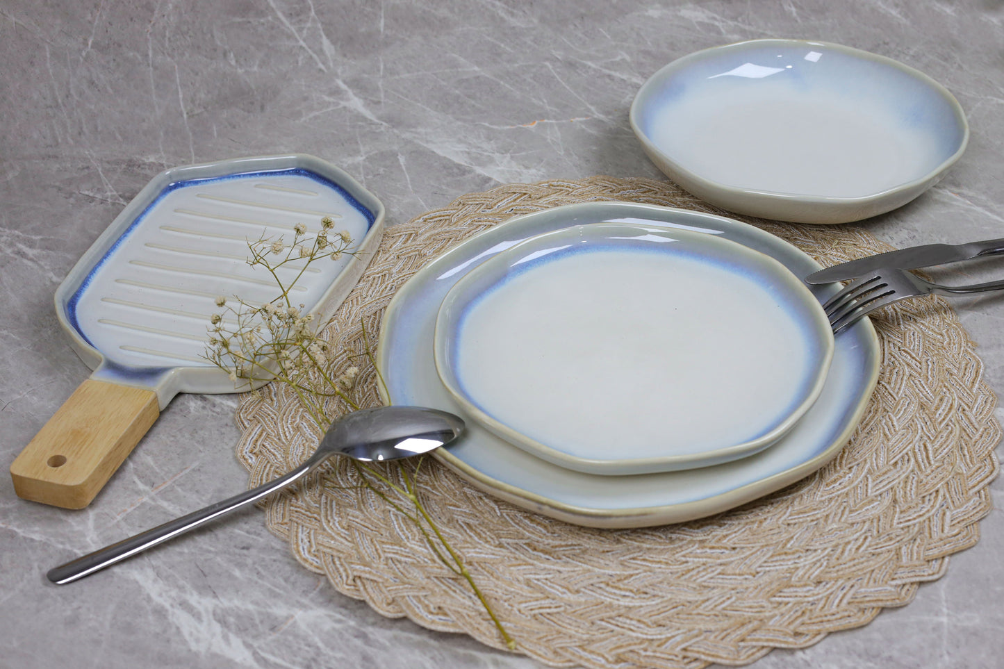 WHITE SHINY MAT dinner set 32 pcs