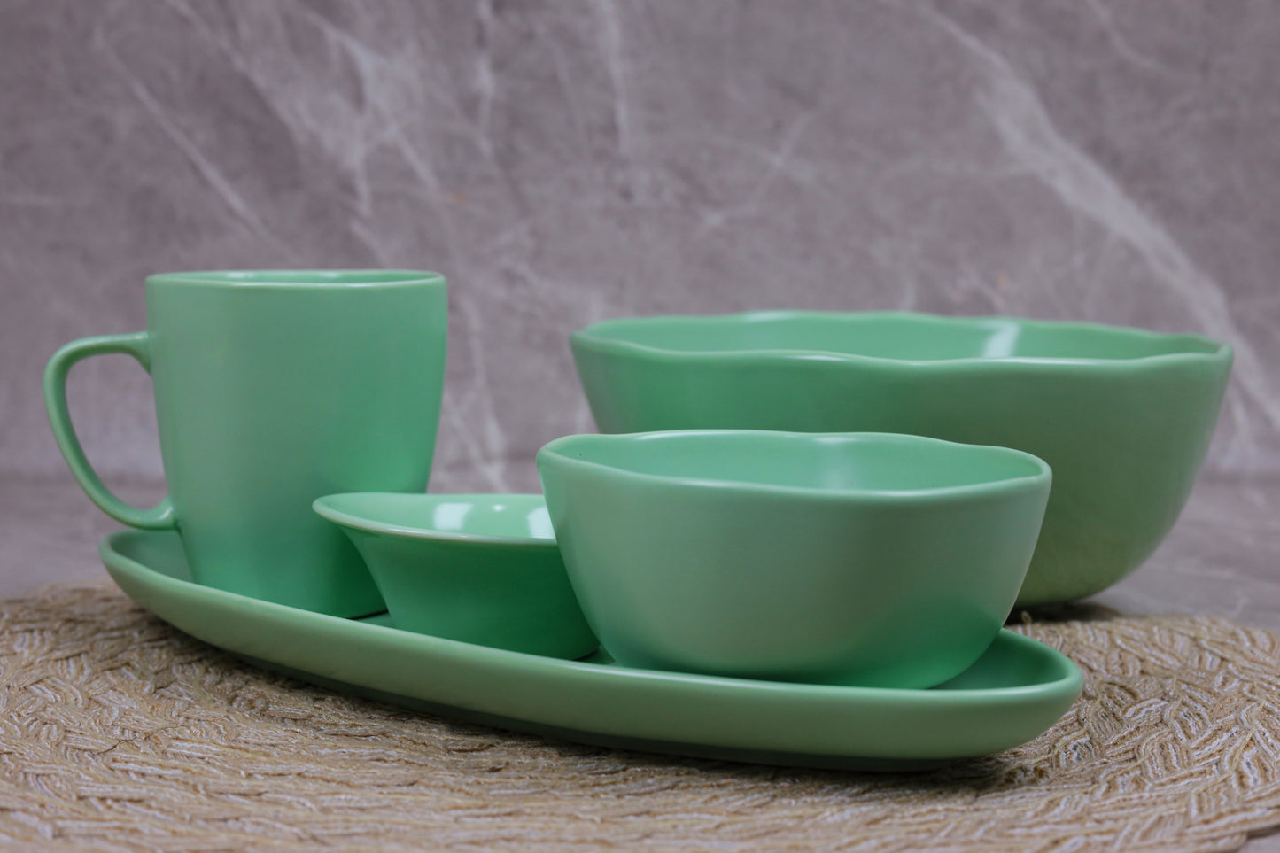 GREEN SHINY MAT dinner set 32 pcs