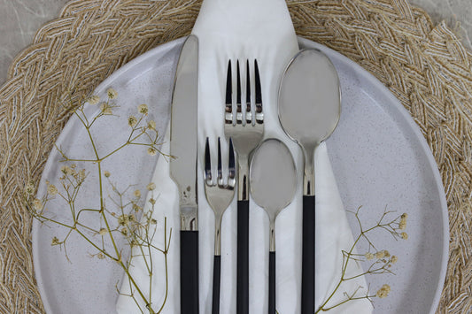 BLACK/SILVER IMPERIAL cutlery set 30 pcs