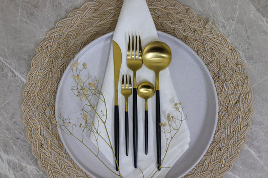 BLACK/GOLD IMPERIAL cutlery set 30 pcs