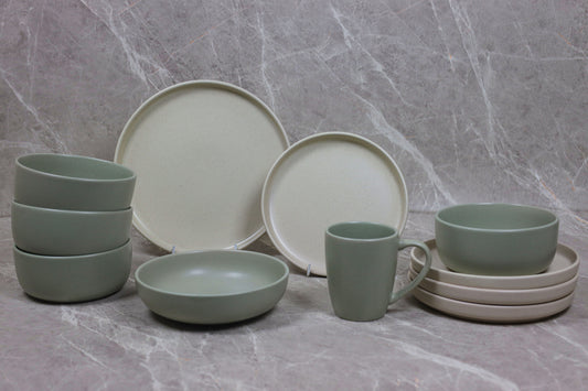 OLIVE/BEIGE GAIA dinner set 30 pcs