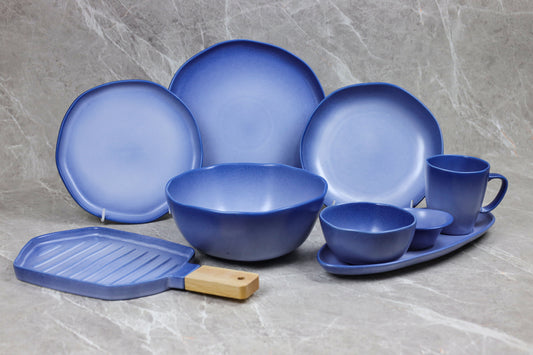 BLUE SHINY MAT dinner set 32 pcs