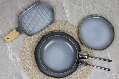 BLACK SHINY MAT dinner set 32 pcs