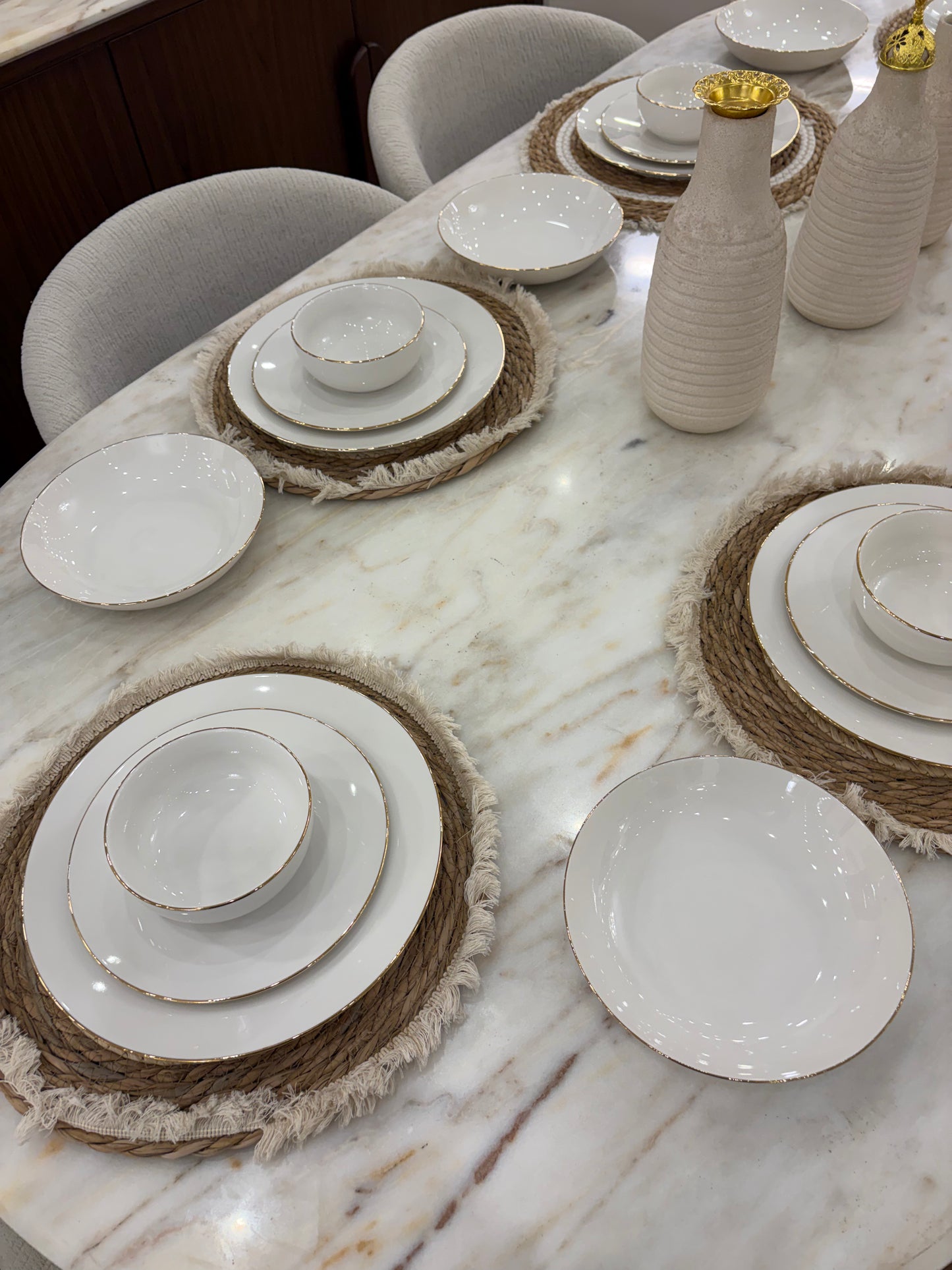 GOLD RIM dinner set 24 pcs